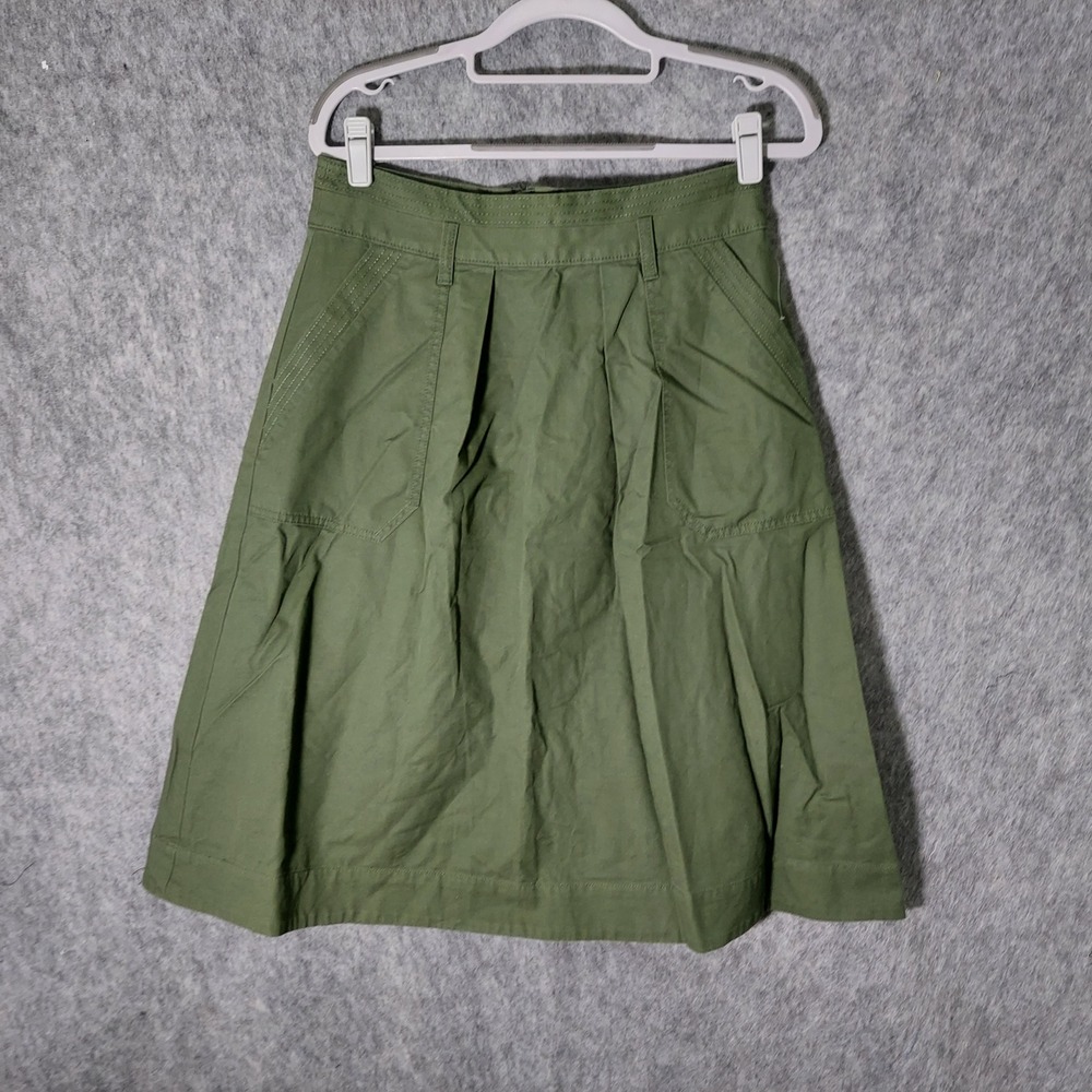 Gap Skirt Women 6 Green A-Line Utility Cargo Pleated Pockets Knee Length‎ Casual